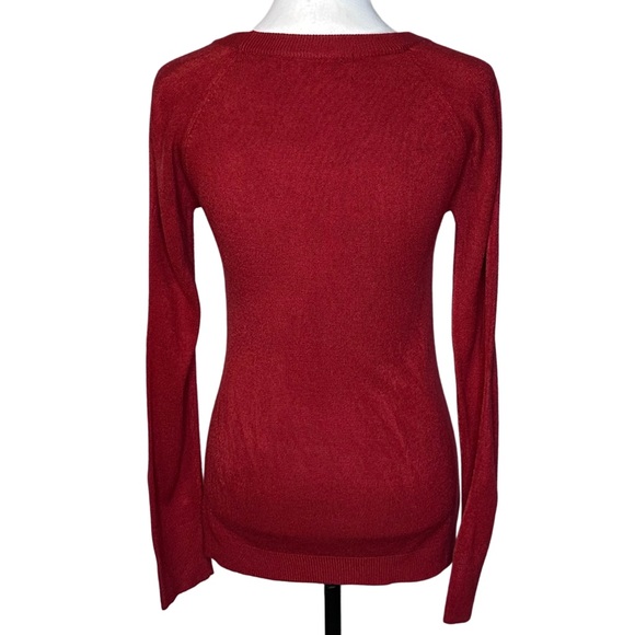 Sacred Threads Women’s Acrylic Raglan Crewneck Sweater, Red Size S - Picture 3 of 4